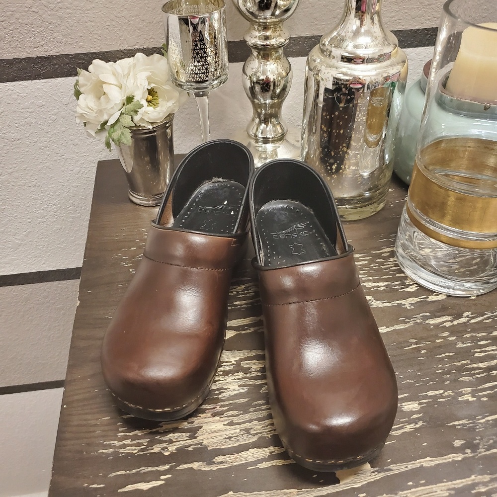 DANSKO-Chocolate brown leather clog/mules